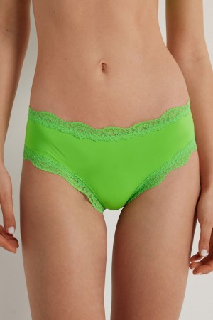 Dámské Spodní Prádlo Tezenis Krajkové and Microfiber Cheeky Hipster Zelene | CZ-LY6452970