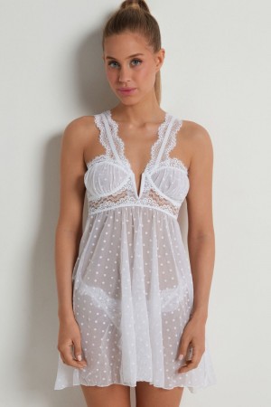 Dámské Spodní Prádlo Tezenis Marry Me Krajkové Balconette Slip Bílé | CZ-KL1906524
