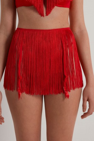 Dámské Spodní Prádlo Tezenis My Valentine Fringe Garter Belt Červené | CZ-TR0514932