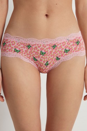 Dámské Spodní Prádlo Tezenis Printed Microfiber and Krajkové Hipsterzilian Spotted Butterfly Print | CZ-MR9026743