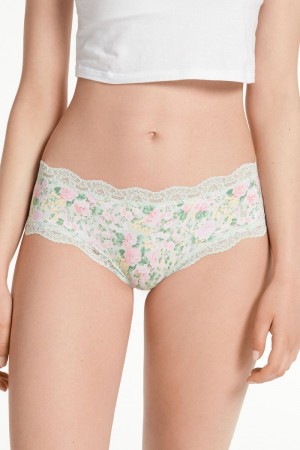 Dámské Spodní Prádlo Tezenis Printed Microfiber and Krajkové Hipsterzilian Floral Print | CZ-MS4598127