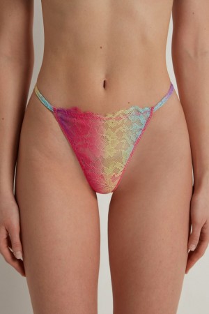 Dámské Spodní Prádlo Tezenis Rainbow Krajkové String Tanga Viacfarebný | CZ-MU4209635