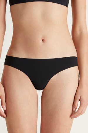 Dámské Spodní Prádlo Tezenis Raw-Edge Microfiber Cheeky Černé | CZ-NQ4129068