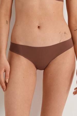 Dámské Spodní Prádlo Tezenis Raw-Edge Microfiber Cheeky Hnědé | CZ-FS1329658