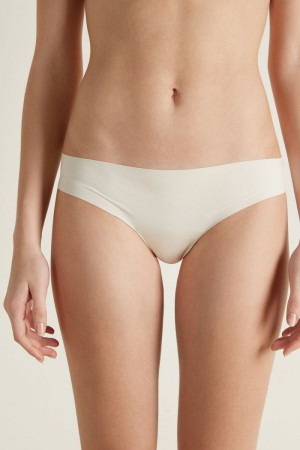 Dámské Spodní Prádlo Tezenis Raw-Edge Microfiber Cheeky Bílé Bílé Krém | CZ-XE6591870