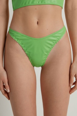 Dámské Spodní Prádlo Tezenis Street Latex High-Cut Tanga Zelene | CZ-AO9754038