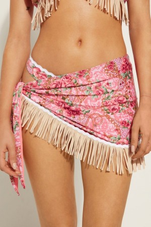Dámské Sukně Tezenis Boho Chic Side-Tie Pareo Mini Růžové | CZ-ID8047132
