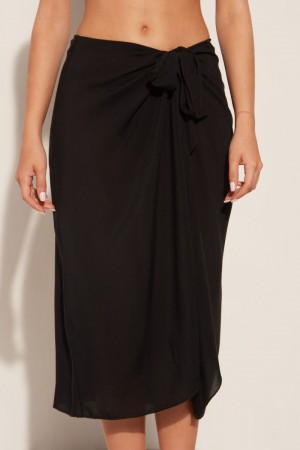 Dámské Sukně Tezenis Plain Weave Midi Pareo Černé | CZ-OU7631402
