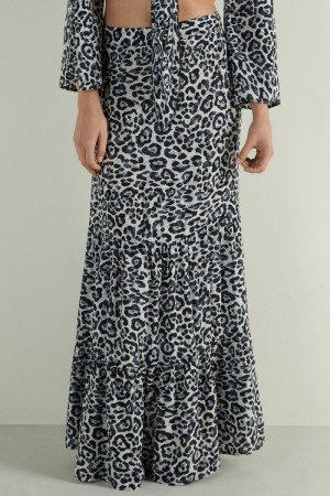 Dámské Sukně Tezenis Ruffled Cloth Maxi Šedé | CZ-UC1308279