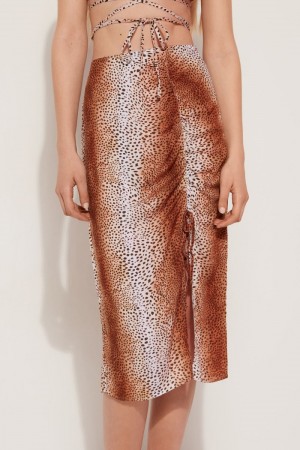 Dámské Sukně Tezenis Viscose Cloth Midi with Drawstring Vintage Animal Print | CZ-RW7029564