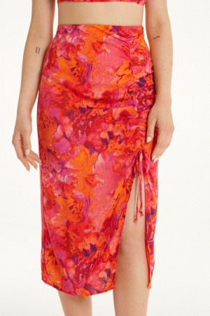 Dámské Sukně Tezenis Viscose Cloth Midi with Drawstring Floral | CZ-NQ0519276