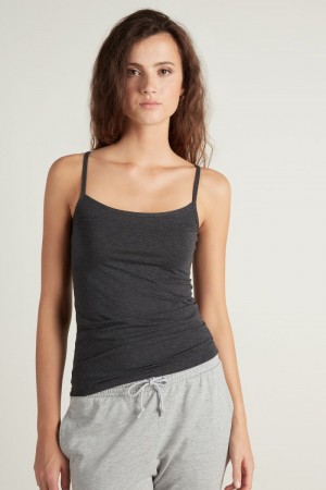 Dámské Tílko Tezenis Round-Neck Stretch Bavlněné Šedé | CZ-RW8017463