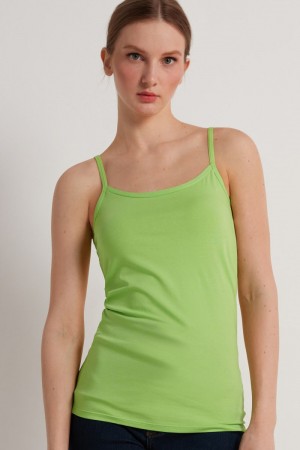 Dámské Tílko Tezenis Round-Neck Stretch Bavlněné Zelene | CZ-YQ9513768