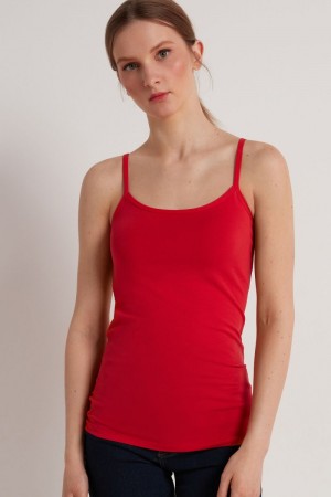 Dámské Tílko Tezenis Round-Neck Stretch Bavlněné Červené | CZ-DU5890612
