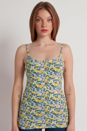 Dámské Tílko Tezenis Round Neck in Stretch Bavlněné Citrón | CZ-ZP1392670