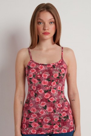 Dámské Tílko Tezenis Round Neck in Stretch Bavlněné Růžové | CZ-MZ0321456