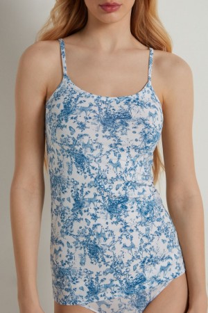 Dámské Tílko Tezenis Round Neck in Stretch Bavlněné Světle Blankyt | CZ-RW7321594