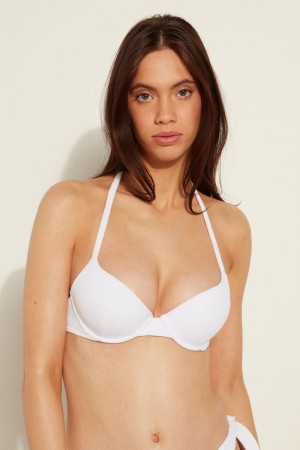 Dámské Topy Do Bikin Tezenis 3D-Effect Polstrovaný Push-Up Bílé | CZ-NY1062489