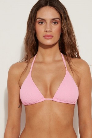 Dámské Topy Do Bikin Tezenis 3D Effect Removable Padding Triangle Růžové | CZ-JP3706158