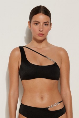 Dámské Topy Do Bikin Tezenis Crystal Chain Bra-Style Černé | CZ-MY4805216