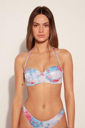 Dámské Topy Do Bikin Tezenis Disco Tropical Polstrovaný Bandeau Viacfarebný Světle Kytičkované | CZ-TV7321058