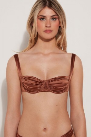 Dámské Topy Do Bikin Tezenis Elegantní Dream Balconette Hnědé | CZ-TA6801972