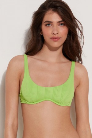 Dámské Topy Do Bikin Tezenis Green Žebrovaný Recycled Microfiber Balconette Zelene | CZ-VT7195604