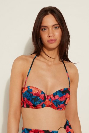 Dámské Topy Do Bikin Tezenis Hawaiian Sunset Polstrovaný Bandeau Blankyt Kytičkované | CZ-UP5490271