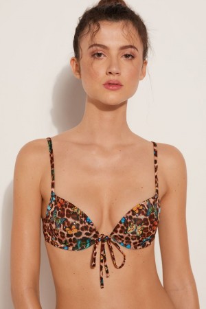 Dámské Topy Do Bikin Tezenis Macu Butterfly Polstrovaný Push-Up Leopard | CZ-XD0154276