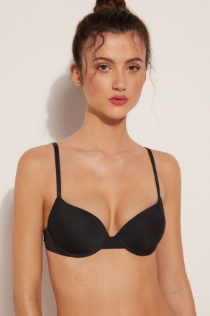 Dámské Topy Do Bikin Tezenis Recycled Microfiber Polstrovaný Push Up Černé | CZ-HL7846395