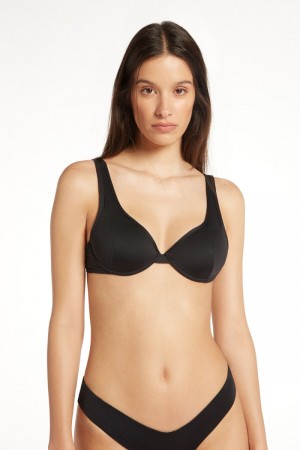 Dámské Topy Do Bikin Tezenis Recycled Microfiber Push-Up Černé | CZ-NP5201849