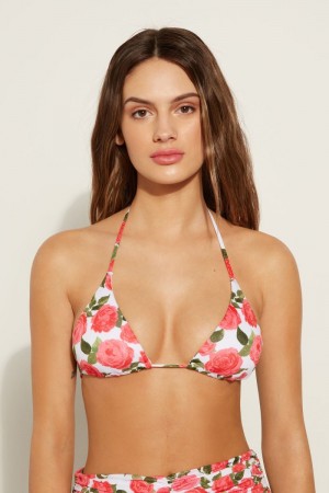 Dámské Topy Do Bikin Tezenis Romantic Roses Removable Cup Triangle Růžové | CZ-BW6172945