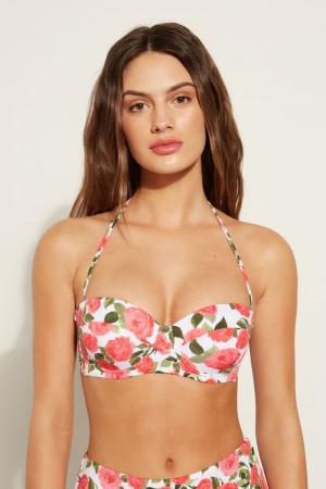 Dámské Topy Do Bikin Tezenis Romantic Roses Polstrovaný Bandeau Růžové | CZ-NU7653812