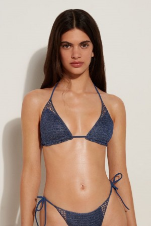 Dámské Topy Do Bikin Tezenis Shiny Crochet Triangle Blankyt Stříbrné Blankyt | CZ-SR2756391