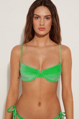 Dámské Topy Do Bikin Tezenis Soft Velvet Balconette Zelene | CZ-XL4259618