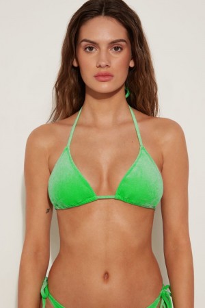 Dámské Topy Do Bikin Tezenis Soft Velvet Removable Cup Triangle Zelene | CZ-NO5768019