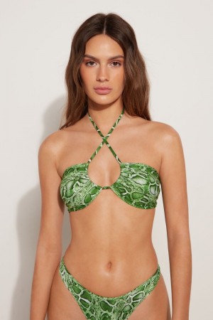 Dámské Topy Do Bikin Tezenis Tropical Snake Brassiere Bra Zelene Hadí Kůže | CZ-RS2170658