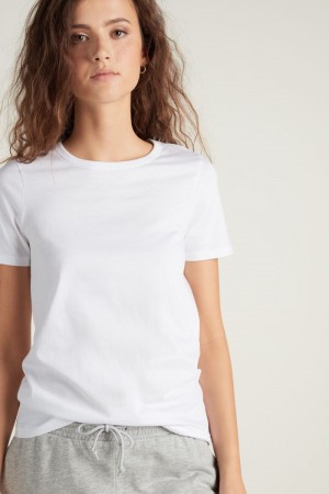Dámské Tričko Tezenis Basic Jersey Bílé | CZ-VM1752836