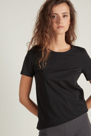 Dámské Tričko Tezenis Basic Jersey Černé | CZ-HQ9813576