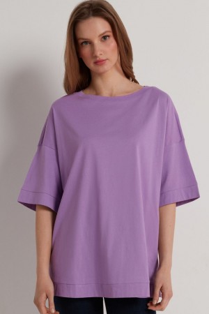 Dámské Tričko Tezenis Dropped Shoulder Bavlněné with Vents Fialové Levandule Fialové | CZ-FA6849130