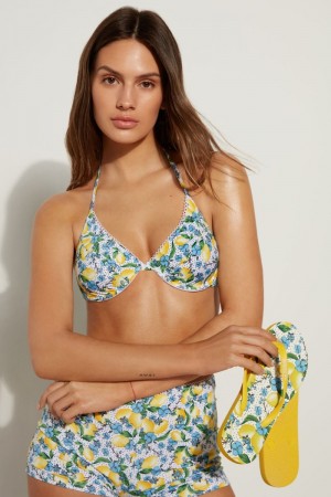 Dámské Žabky Tezenis Multi-Pattern Flip-Flops Citrón | CZ-SY3798104