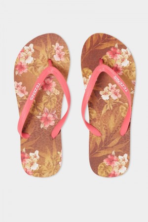 Dámské Žabky Tezenis Multi-Pattern Flip-Flops Zelene | CZ-FD9024865