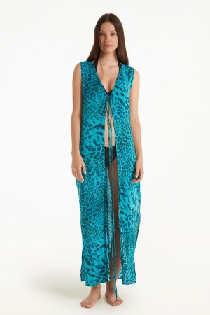 Dámské Šaty Tezenis Bez Rukávů Viscose Platene Kaftan Blankyt | CZ-DL9326014
