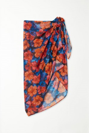 Dámské Šaty Tezenis Chiffon Bandana/Pareo Blankyt Kytičkované | CZ-BW5872901