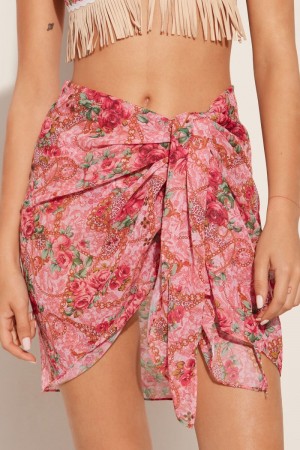Dámské Šaty Tezenis Chiffon Bandana/Pareo Růžové | CZ-IK3187029