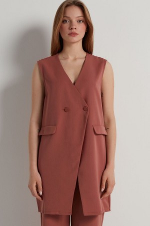 Dámské Šaty Tezenis Double Breasted Gilet Růžové | CZ-QV2470531