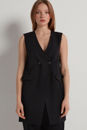 Dámské Šaty Tezenis Double Breasted Gilet Černé | CZ-LF5074896