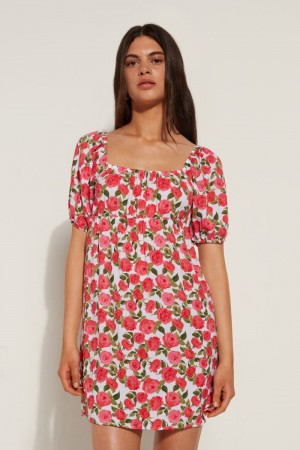 Dámské Šaty Tezenis Half-Sleeve Mini with Crisscross Back Růžové | CZ-JD8036194