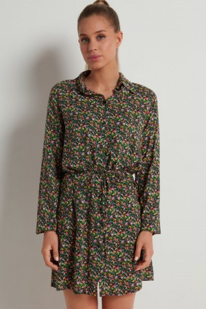 Dámské Šaty Tezenis Long Sleeve Viscose Cloth Shirt Černé | CZ-TH9231748