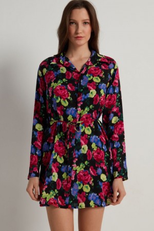 Dámské Šaty Tezenis Long Sleeve Viscose Cloth Shirt Černé | CZ-XE3960784
